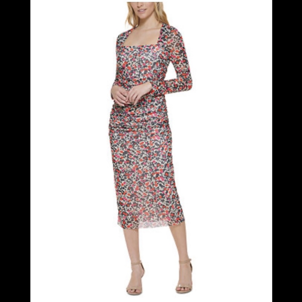 Tommy Hilfiger Harbour Floral Mesh Ruched Midi Dress (2)